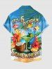 Plus Size Hibiscus Flower Coconut Tropical Leaf Juice Print Hawaii Buttons Pocket Shirt For Men -  