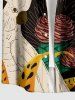 Tropical Leaf Flower Parrot Print Hawaii Buttons Pocket Shirt For Men - Café profond 4XL