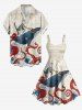 Shark Cat Octopus Sea Waves Print Hawaii A Line Dress -  