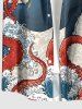 Shark Cat Octopus Sea Waves Print Hawaii Buttons Pocket Shirt For Men -  