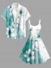 Flowers Colorblock Watercolor Print Hawaii Tank Dress -  