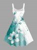 Flowers Colorblock Watercolor Print Hawaii Tank Dress -  