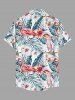 Chemise hawaïenne grande taille pour homme, à imprimé flamants roses, perroquets, fleurs d'hibiscus et feuilles, boutons et poche. - Bleu L