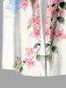 Chemise hawaïenne grande taille pour homme, à imprimé papillons, fleurs, feuilles et nuages, boutons et poche. - Bleu Ciel L