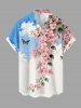 Chemise hawaïenne grande taille pour homme, à imprimé papillons, fleurs, feuilles et nuages, boutons et poche. - Bleu Ciel L