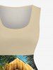 Parrots Flowers Pineapple Fruit Juice Seascape Print 1950s Vintage Hawaii Dress -  