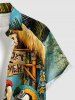 Chemise hawaïenne grande taille pour homme, à motifs perroquets, fleurs, ananas, jus de fruits et paysage marin, avec boutons et poche. - Brun Légère L