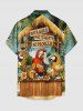 Chemise hawaïenne grande taille pour homme, à motifs perroquets, fleurs, ananas, jus de fruits et paysage marin, avec boutons et poche. - Brun Légère L