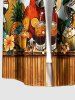 Parrots Flowers Pineapple Fruit Juice Seascape Print Buttons Pocket Hawaii Shirt For Men -  