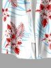 Chemise hawaïenne grande taille pour homme, à imprimé floral tropical et feuilles d'hibiscus, boutons et poche. - Bleu clair L