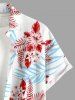 Chemise hawaïenne grande taille pour homme, à imprimé floral tropical et feuilles d'hibiscus, boutons et poche. - Bleu clair L
