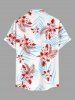 Chemise hawaïenne grande taille pour homme, à imprimé floral tropical et feuilles d'hibiscus, boutons et poche. - Bleu clair L
