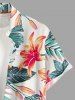 Chemise hawaïenne grande taille pour homme, à imprimé tropical floral et feuilles, boutons et poche. - Blanc M