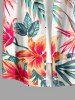 Chemise hawaïenne grande taille pour homme, à imprimé tropical floral et feuilles, boutons et poche. - Blanc M