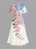 Flowers Leaf Cloud Print Split Hawaii Midi Dress -  