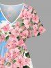 Flowers Leaf Cloud Print Split Hawaii Midi Dress -  