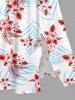 Robe midi hawaïenne fendue à imprimé feuilles tropicales et fleurs d'hibiscus (grande taille) - Bleu clair XXS