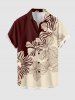 Tropical Flower Colorblock Print Buttons Pocket Hawaii Shirt For Men -  