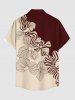 Tropical Flower Colorblock Print Buttons Pocket Hawaii Shirt For Men -  