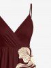 Robe cache-cœur hawaïenne à imprimé floral tropical et colorblock grande taille - Bronze L