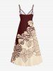 Robe cache-cœur hawaïenne à imprimé floral tropical et colorblock grande taille - Bronze L