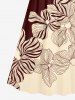 Robe cache-cœur hawaïenne à imprimé floral tropical et colorblock grande taille - Bronze M