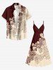 Robe cache-cœur hawaïenne à imprimé floral tropical et colorblock grande taille - Bronze L