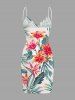 Plus Size Flowers Leaf Tropical Print Convertible Hawaii Beach Cover -  