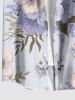 Chemise hawaïenne grande taille à imprimé floral et feuilles, boutons et poche pour homme - Violet clair 5XL