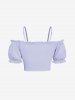 Débardeur à épaules dénudées, froncé et froncé, grande taille - Violet clair 5X