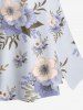 Plus Size Flowers Leaf Print Split Hawaii Skirt -  