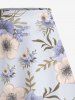 Plus Size Flowers Leaf Print Split Hawaii Skirt -  