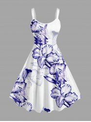 Robe débardeur hawaïenne à imprimé hibiscus grande taille - Blanc S