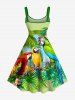 Ensemble de plage hawaïen assorti pour couples, imprimé feuilles tropicales et cocotier, grandes tailles - Vert 