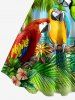 Ensemble de plage hawaïen assorti pour couples, imprimé feuilles tropicales et cocotier, grandes tailles - Vert 