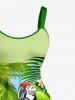 Ensemble de plage hawaïen assorti pour couples, imprimé feuilles tropicales et cocotier, grandes tailles - Vert 