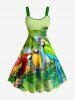 Ensemble de plage hawaïen assorti pour couples, imprimé feuilles tropicales et cocotier, grandes tailles - Vert 