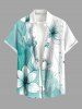 Ensemble de plage hawaïen assorti pour couples, imprimé aquarelle colorblock floral, grandes tailles - Turquoise Foncée 