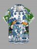 Toucans Tropical Leaf Blue and White Porcelain Style Print Matching Hawaii Beach Outfit For Couples -  