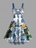 Toucans Tropical Leaf Blue and White Porcelain Style Print Matching Hawaii Beach Outfit For Couples -  