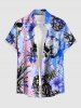 Ensemble de plage hawaïen assorti grande taille pour couples, imprimé tête de mort, hibiscus, ananas et éclaboussures de peinture - Rose  