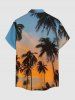 Tenue de plage hawaïenne assortie pour couples, imprimé crépuscule et cocotier ombré, grandes tailles - Bleu Ciel 