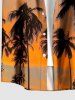 Tenue de plage hawaïenne assortie pour couples, imprimé crépuscule et cocotier ombré, grandes tailles - Bleu Ciel 