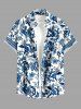 Blue And White Porcelain Flowers Leaf Print Plus Size Matching Hawaii Beach Outfit For Couples -  