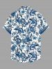 Blue And White Porcelain Flowers Leaf Print Plus Size Matching Hawaii Beach Outfit For Couples -  