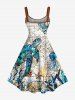 Turtle Sailor Coloured Glass Print Hawaii A Line Dress - Blanc 6X