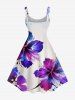 Hibiscus Flower Print Hawaii A Line Dress -  