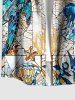 Plus Size Turtle Sailor Coloured Glass Print Hawaii Button Pocket Shirt For Men -  