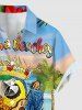 Plus Size Coconut Tree Tropical Leaf Hibiscus Flower Parrot Hula Print Hawaii Shirt For Men -  