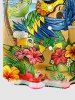 Plus Size Coconut Tree Tropical Leaf Hibiscus Flower Parrot Hula Print Hawaii Shirt For Men -  
